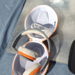 Street in ear sms wired Orange and Gray Headphones with Case NWOT